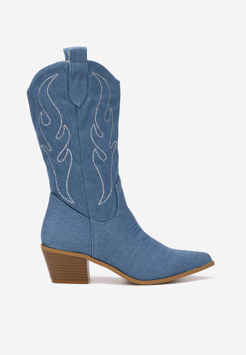 Granatowe kozaki kowbojki damskie Gevina