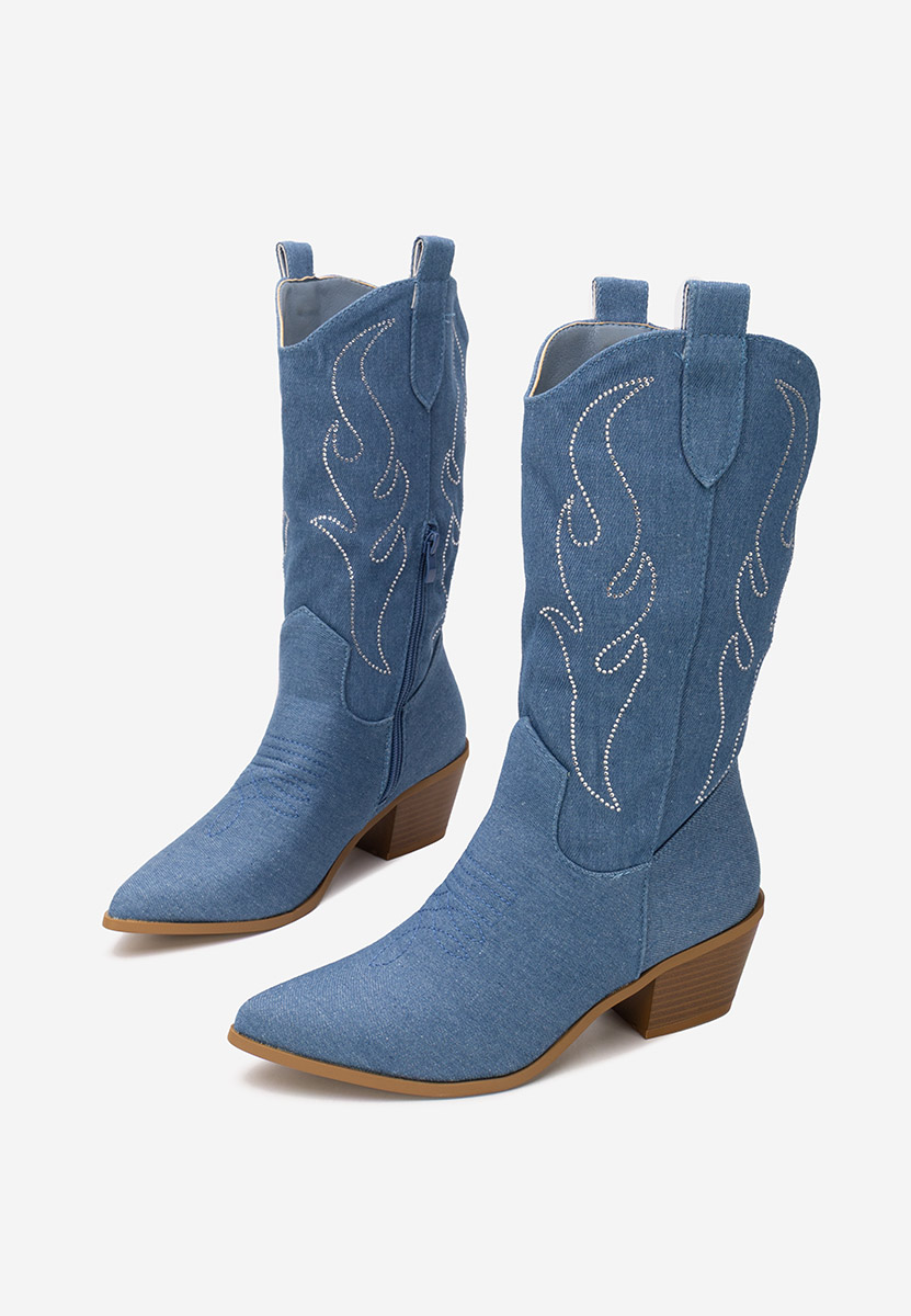 Granatowe kozaki kowbojki damskie Gevina