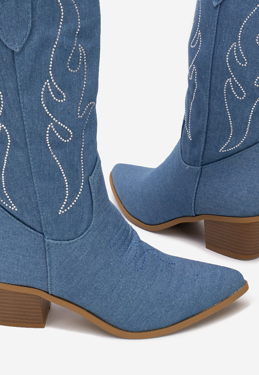 Granatowe kozaki kowbojki damskie Gevina