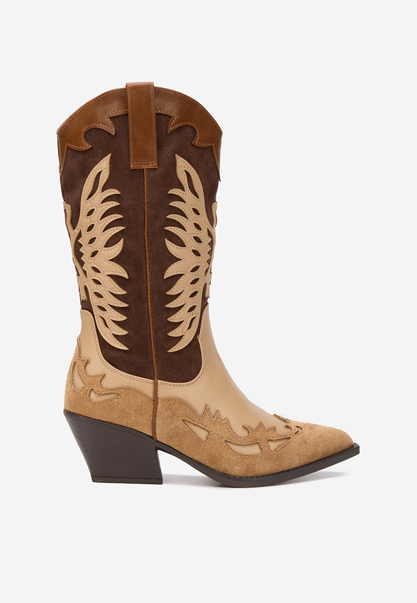 Brązowe kozaki kowbojki damskie Jasnira