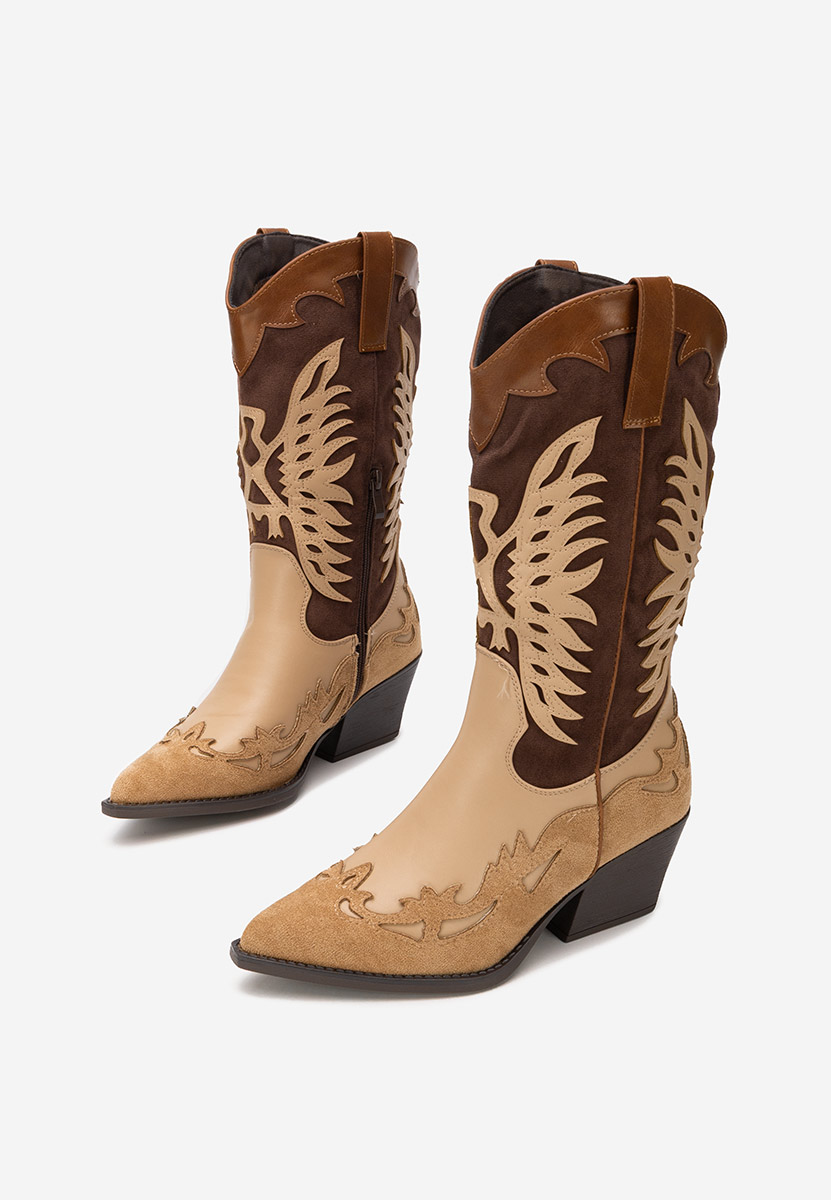 Brązowe kozaki kowbojki damskie Jasnira