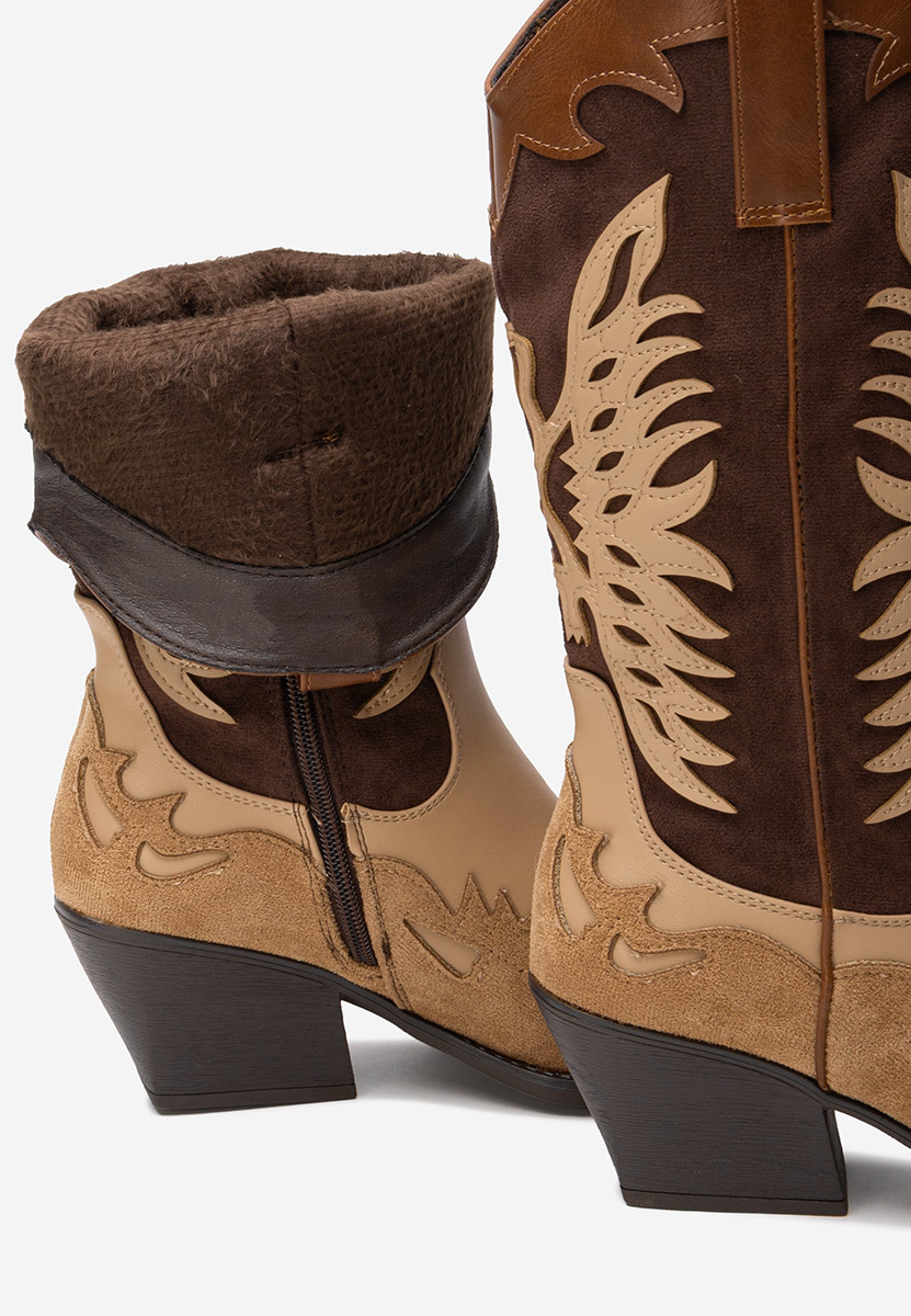 Brązowe kozaki kowbojki damskie Jasnira