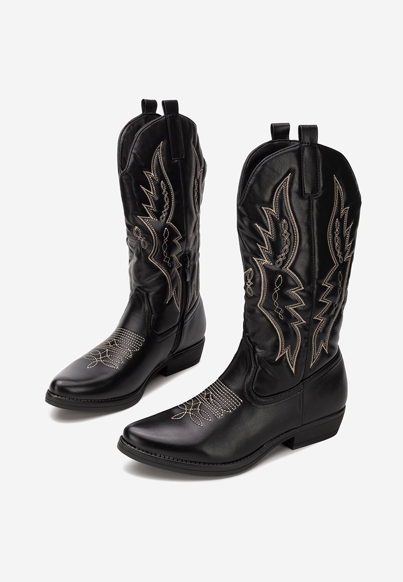 Czarne kozaki kowbojki damskie Brisia