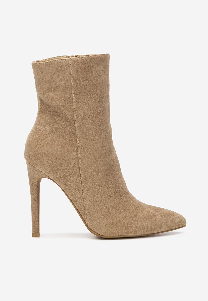 Khaki botki na szpilce Cendria