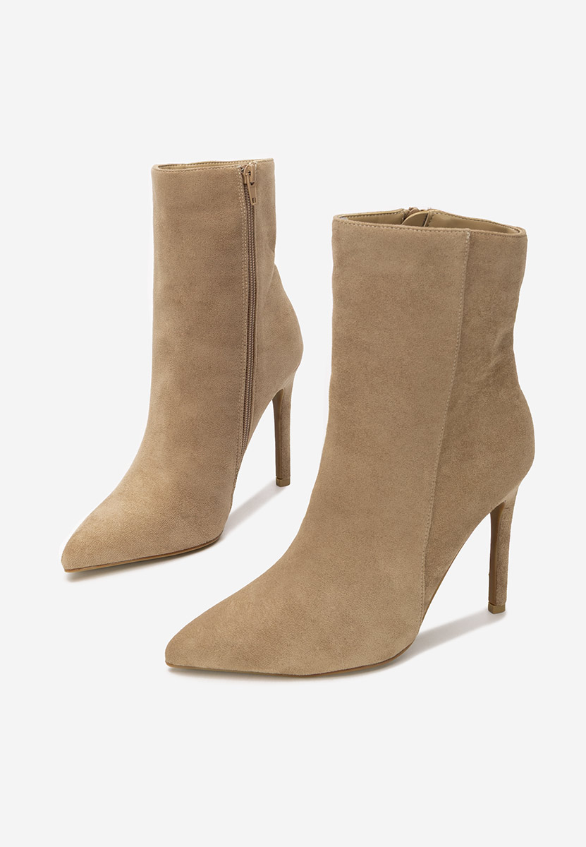 Khaki botki na szpilce Cendria