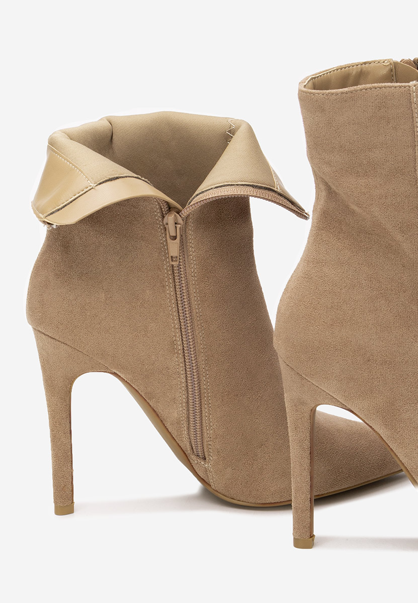 Khaki botki na szpilce Cendria
