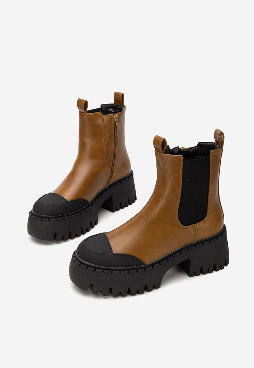 Camelowe botki na platformie Ulira