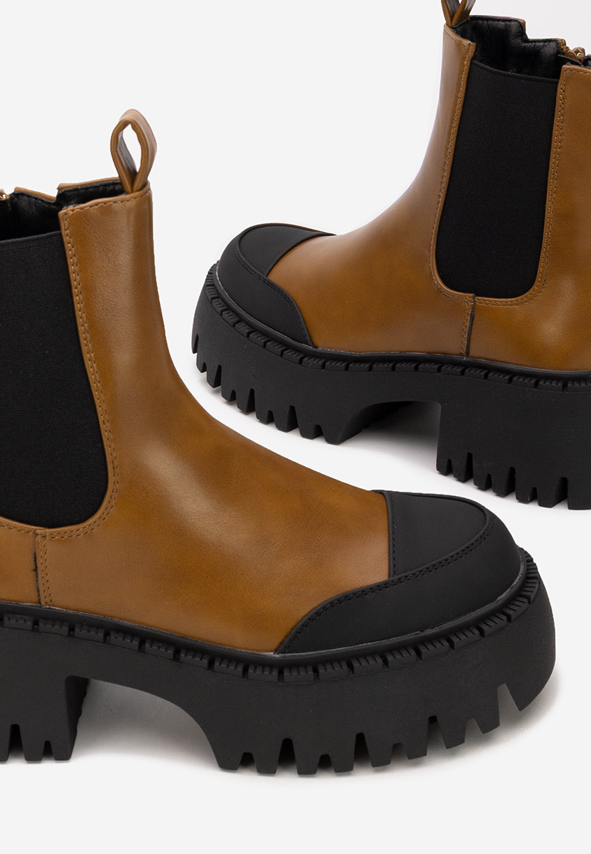 Camelowe botki na platformie Ulira