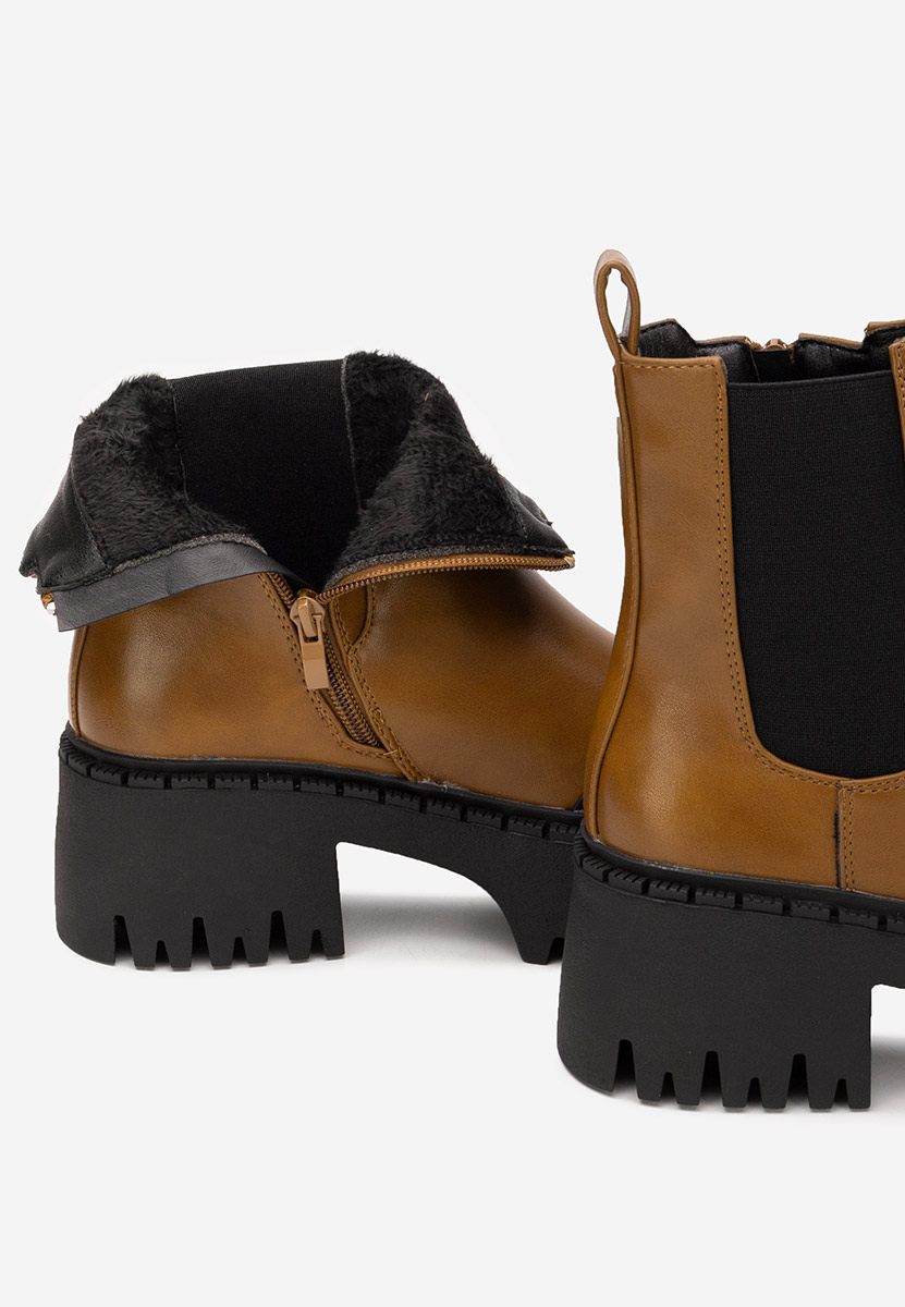 Camelowe botki na platformie Ulira