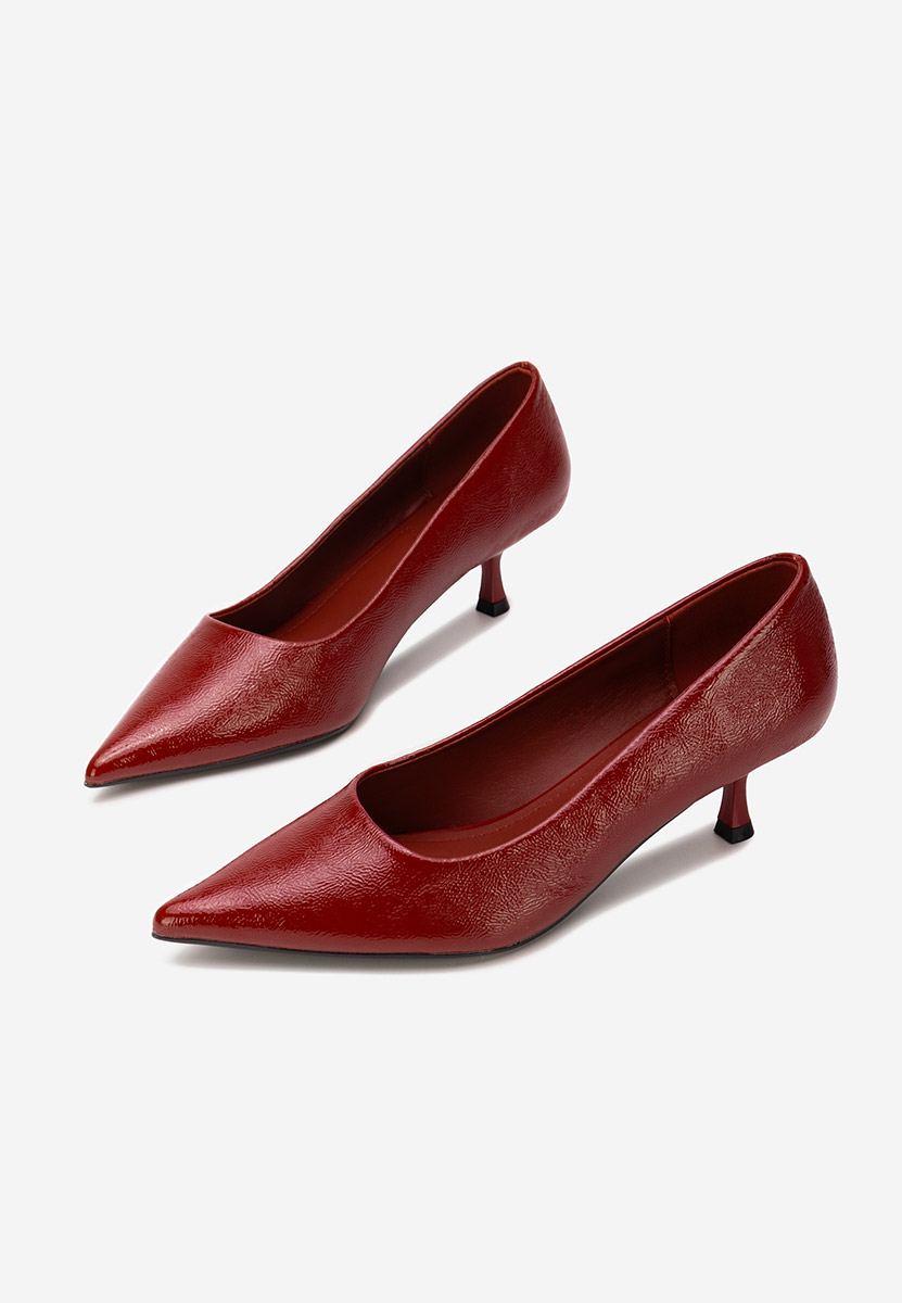 Bordowe czółenka na niskim obcasie Dianela