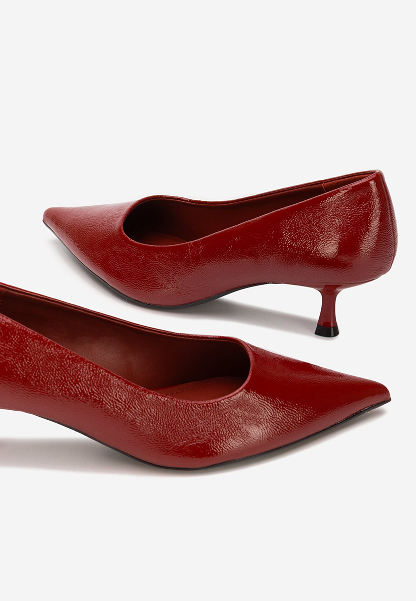 Bordowe czółenka na niskim obcasie Dianela