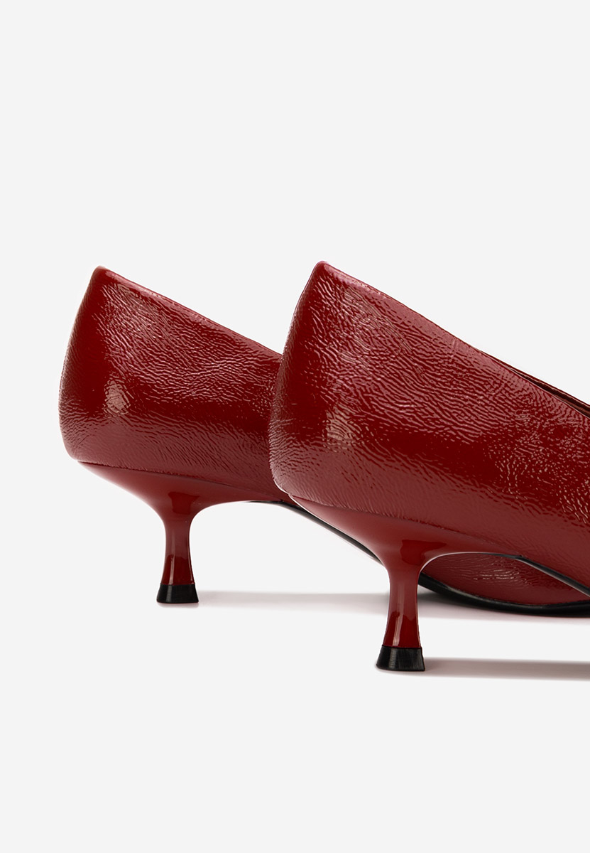 Bordowe czółenka na niskim obcasie Dianela