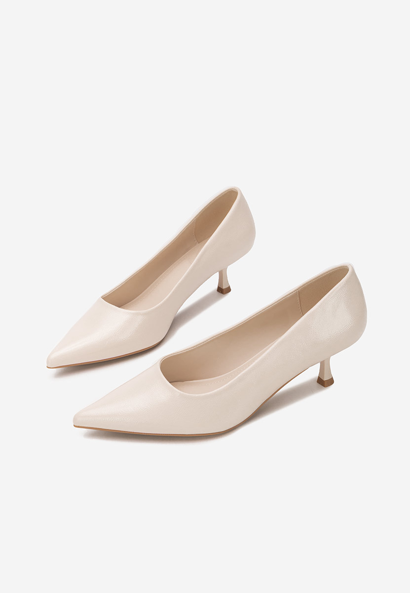 Beżowe czółenka na niskim obcasie Dianela