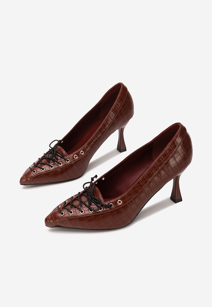 Bordowe czółenka na szpilce Jasoria