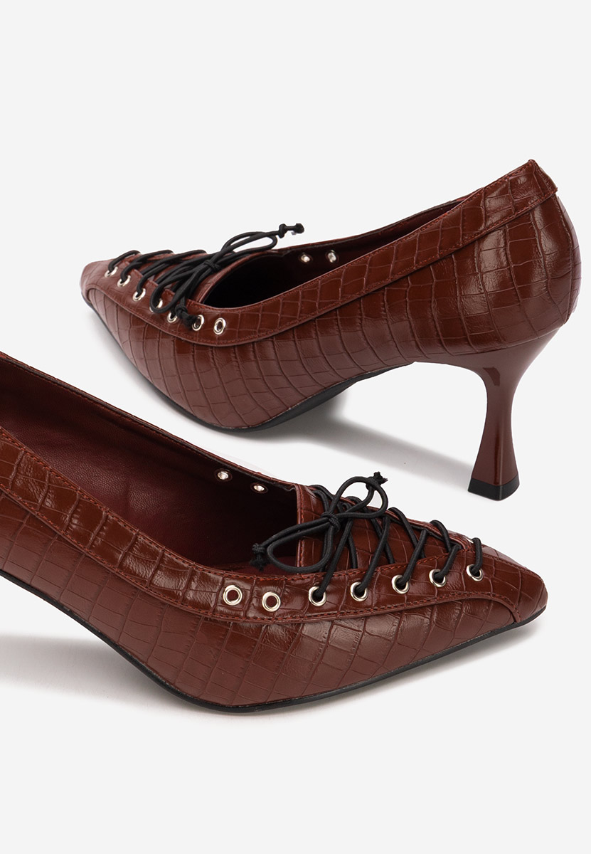 Bordowe czółenka na szpilce Jasoria