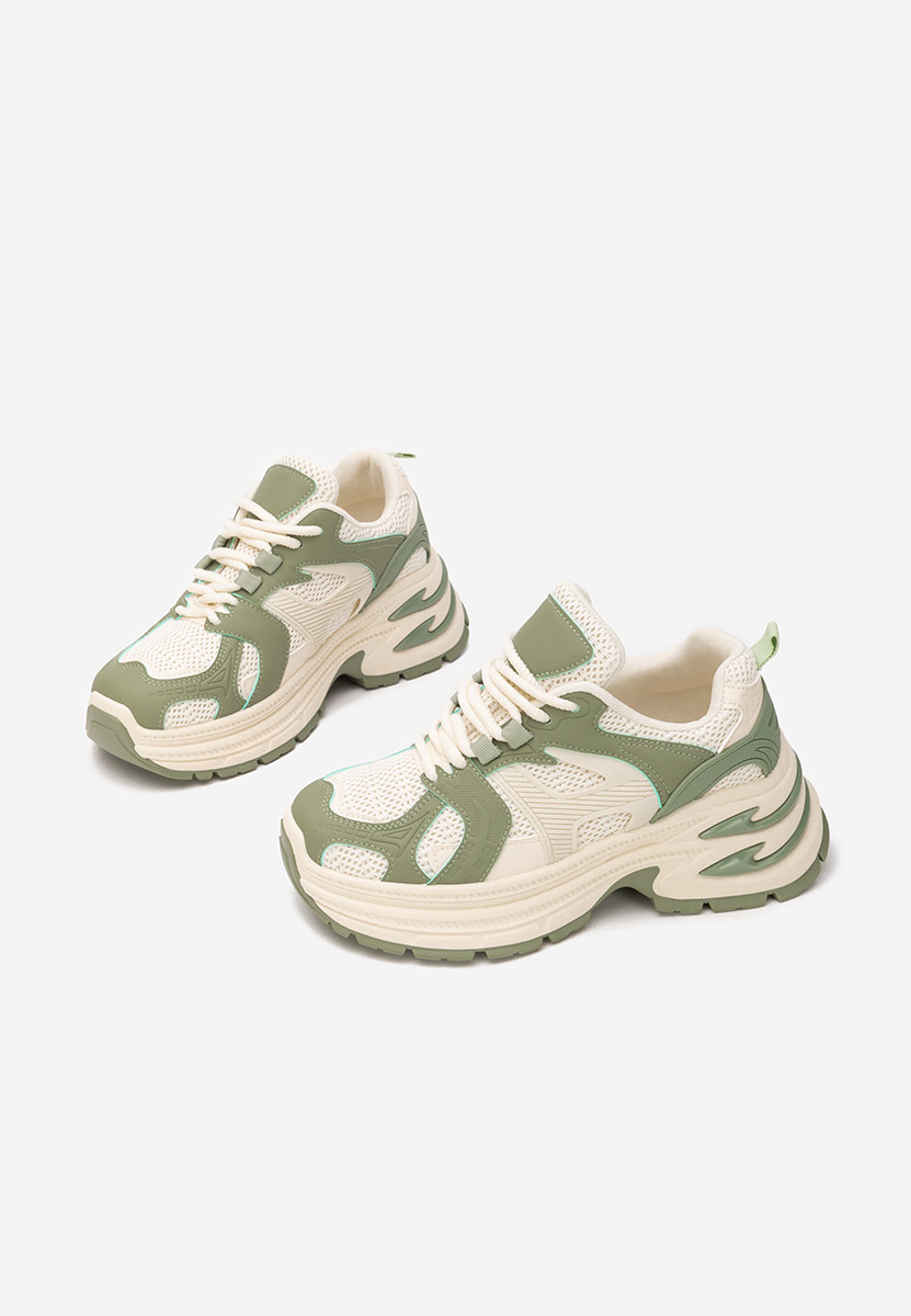 Zielone sneakersy na koturnie Alfredia