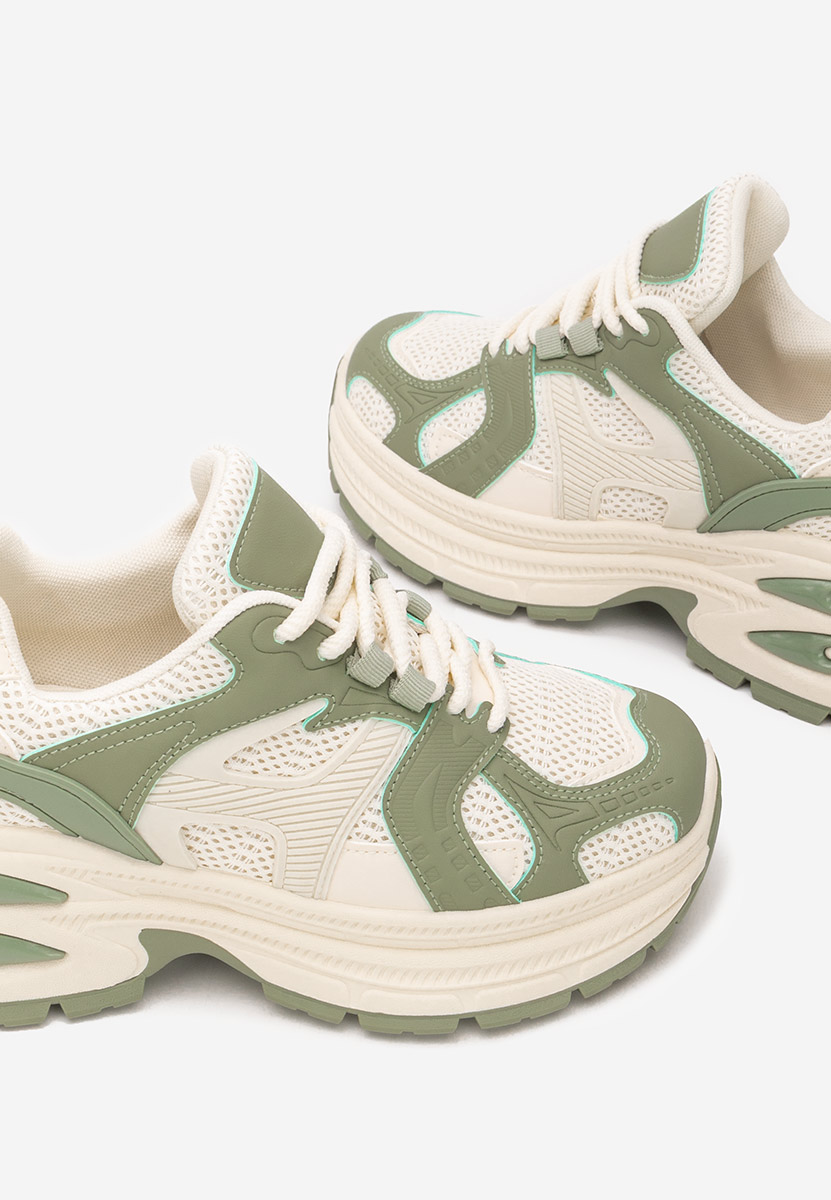 Zielone sneakersy na koturnie Alfredia