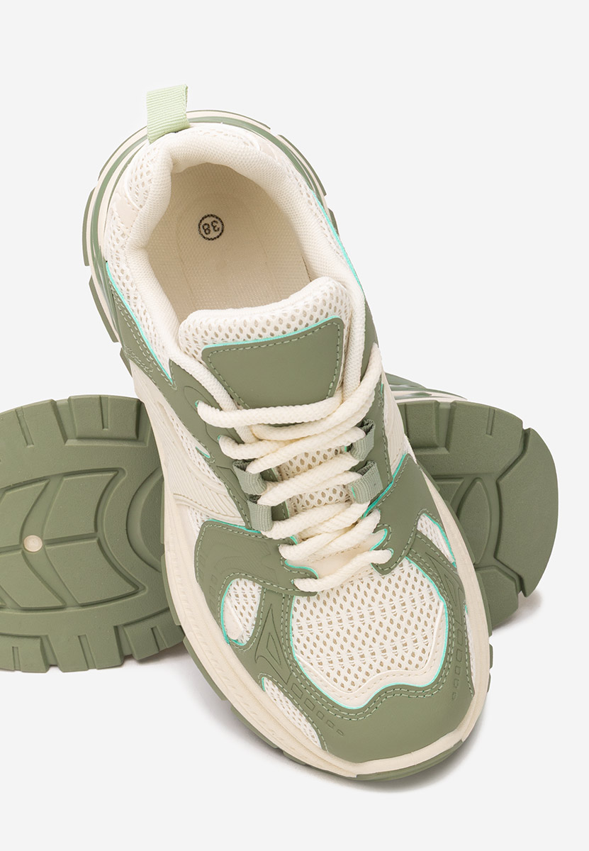 Zielone sneakersy na koturnie Alfredia