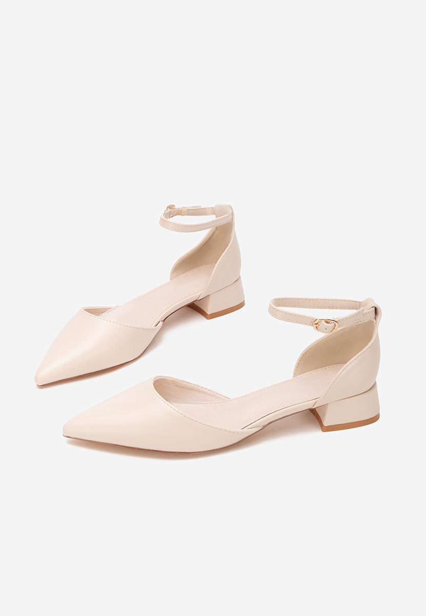 Beżowe czółenka na słupku Rubenia V2