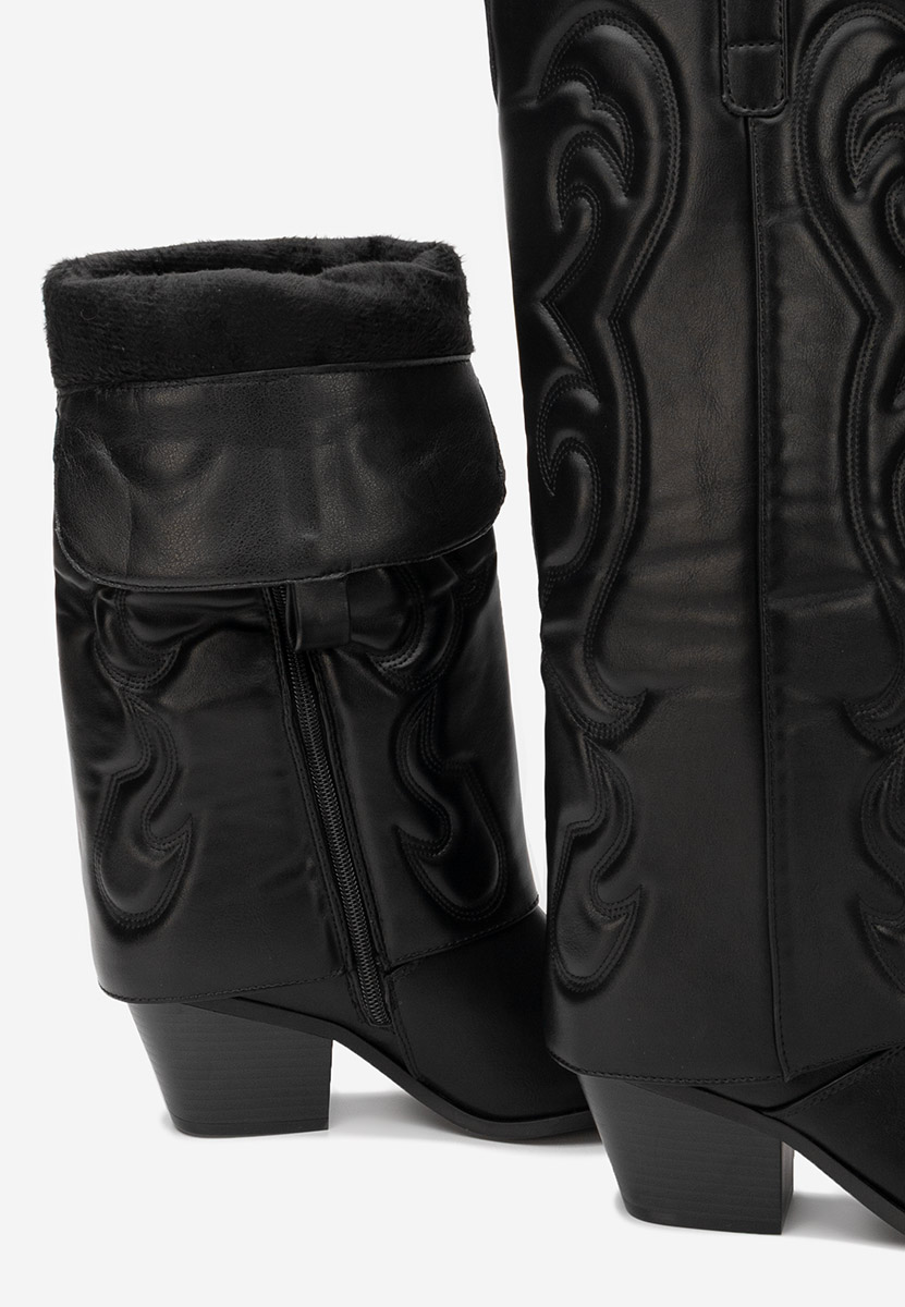 Czarne kozaki kowbojki damskie Mioana