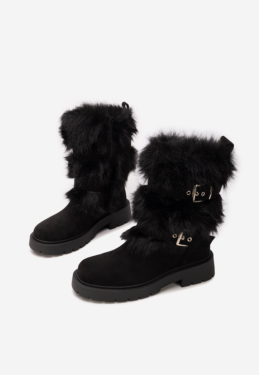 Czarne zimowe buty damskie Nelisia