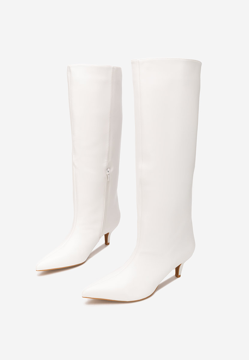 Białe kozaki na obcasie Brelisa