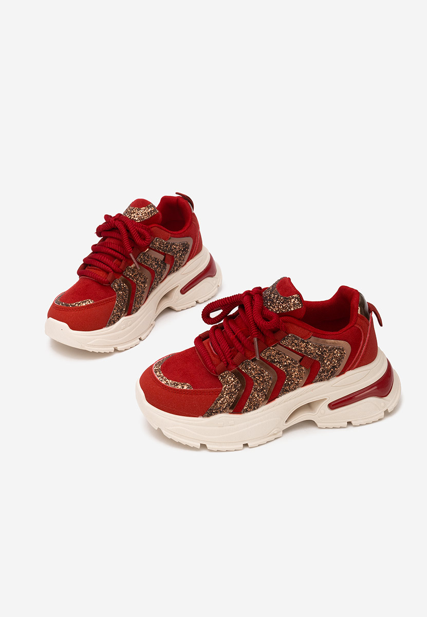Bordowe sneakersy na platformie Rossia