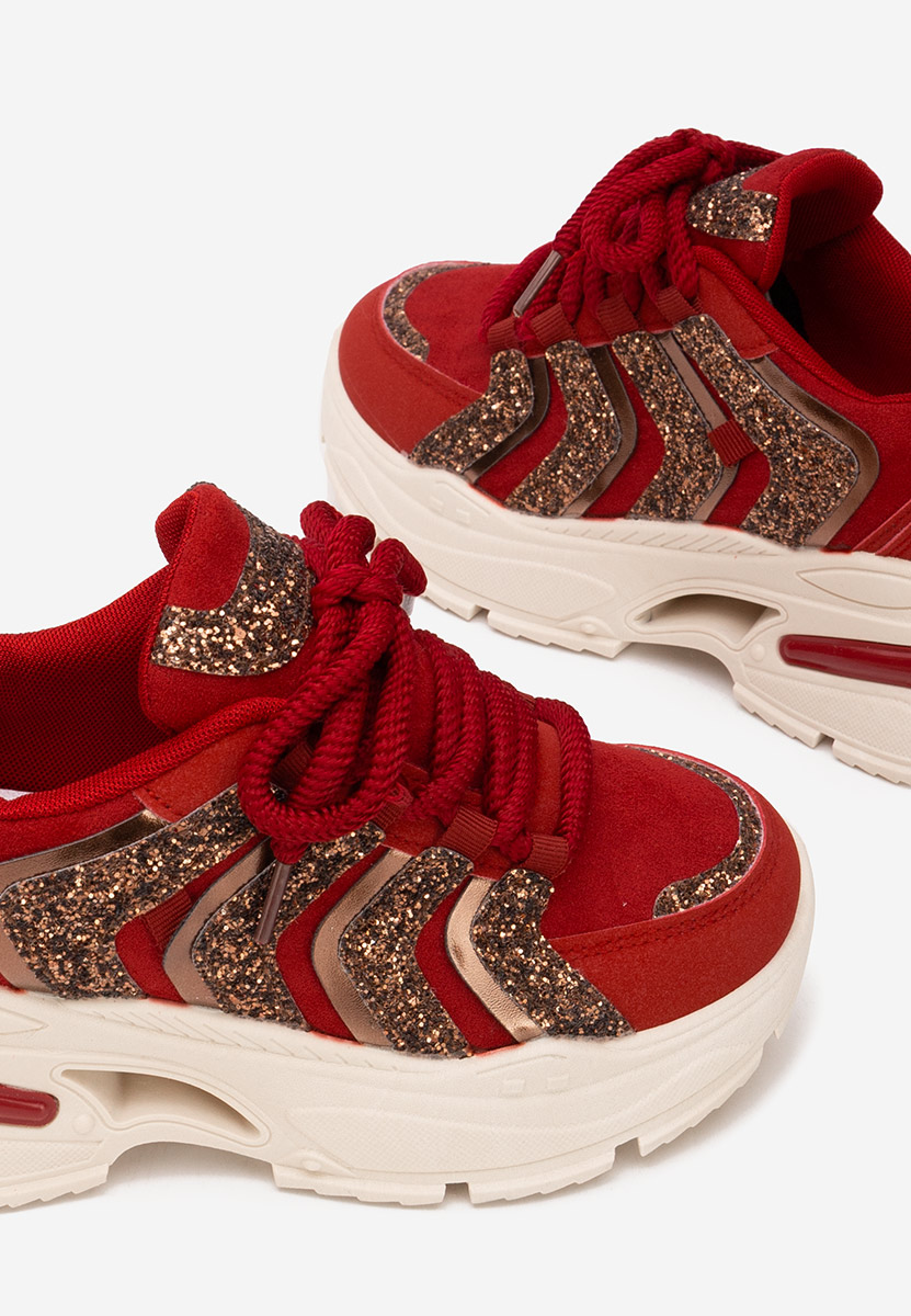Bordowe sneakersy na platformie Rossia