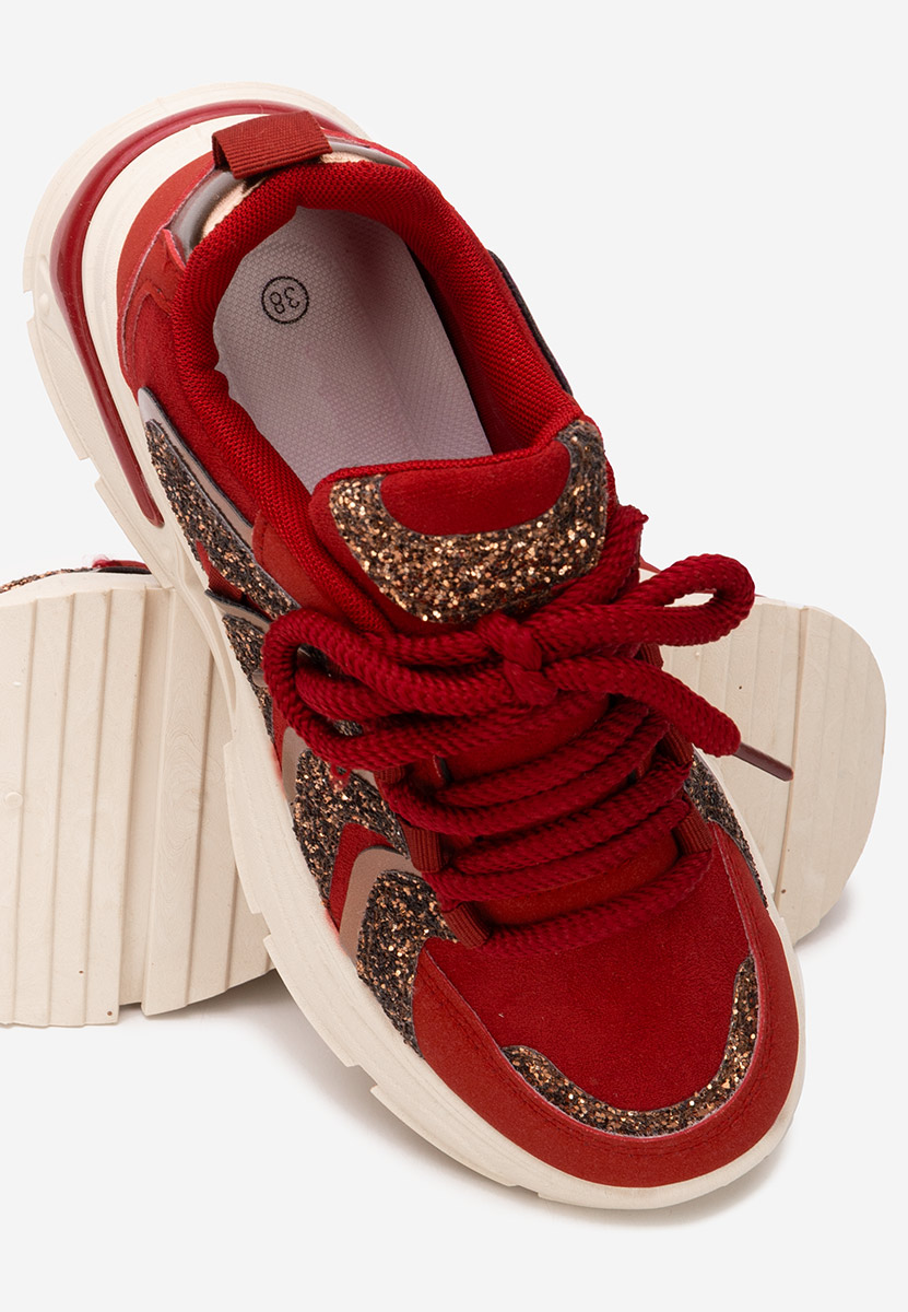 Bordowe sneakersy na platformie Rossia