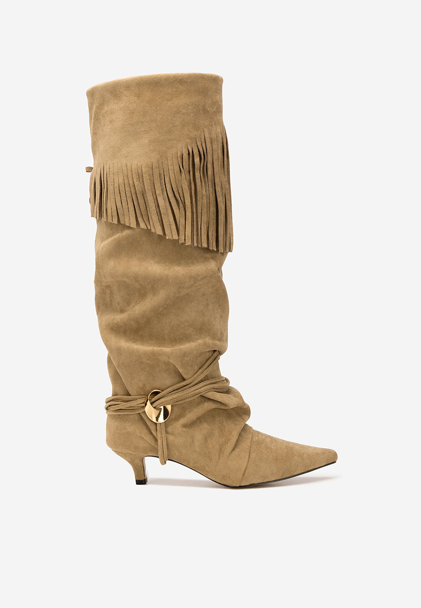 Khaki wysokie kozaki Marcela