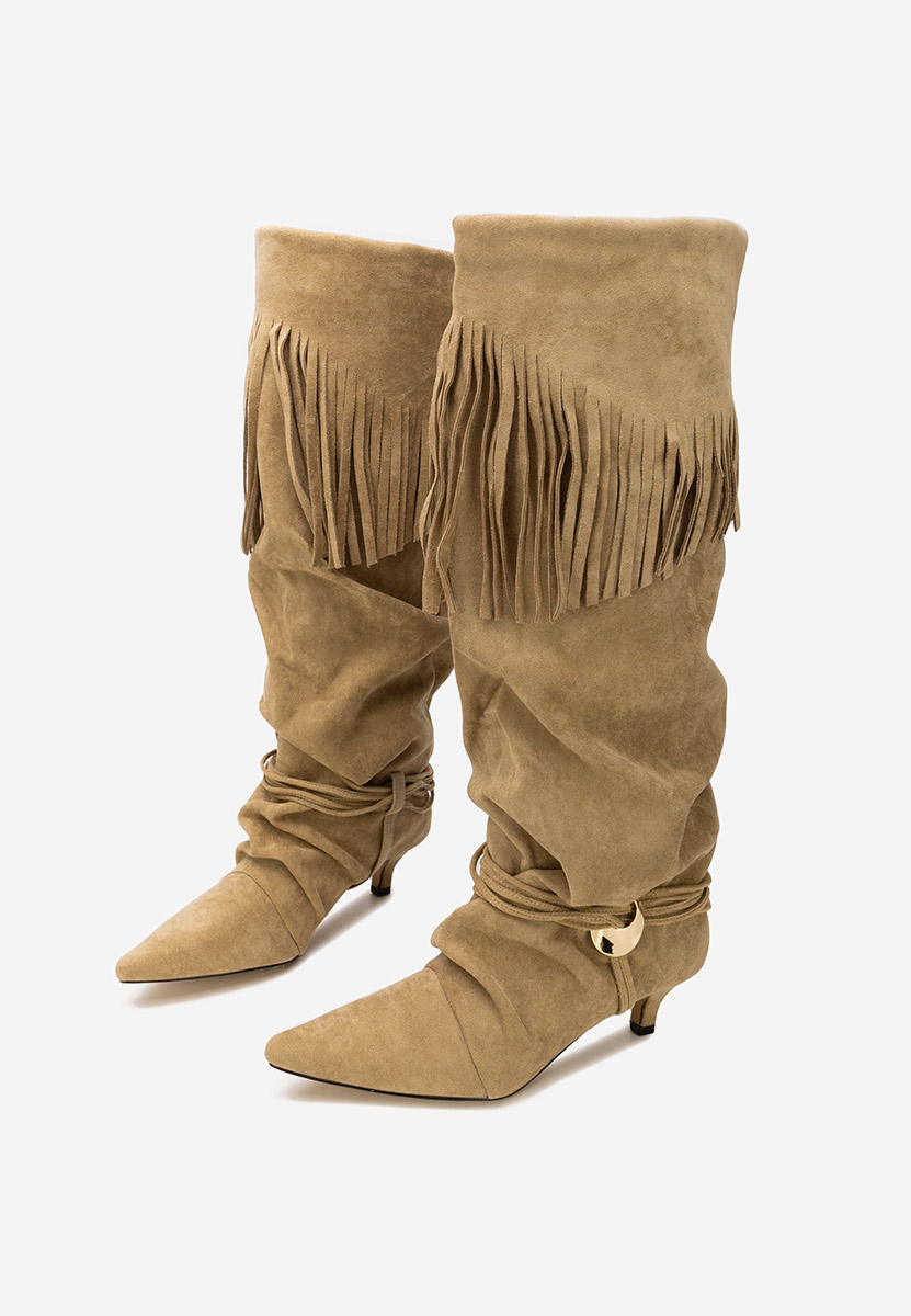 Khaki wysokie kozaki Marcela