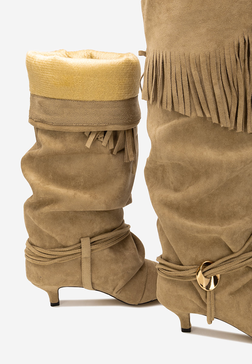 Khaki wysokie kozaki Marcela