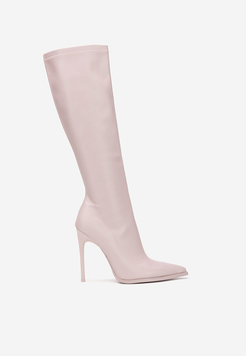 Fioletowe kozaki za kolano na szpilce Larisia