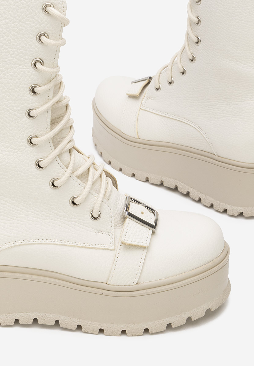 Beżowe botki damskie skórzane Sorelia V2