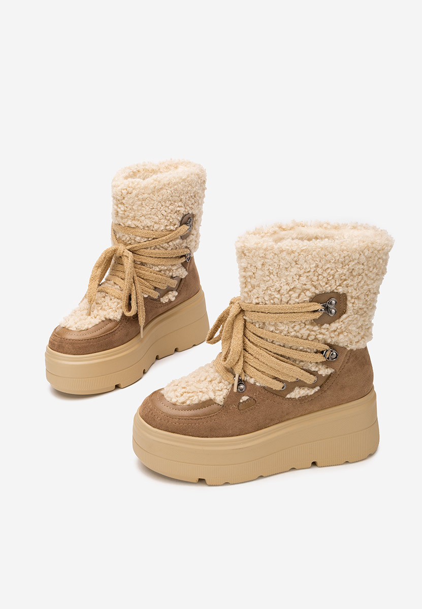 Beżowe botki na platformie Norelia