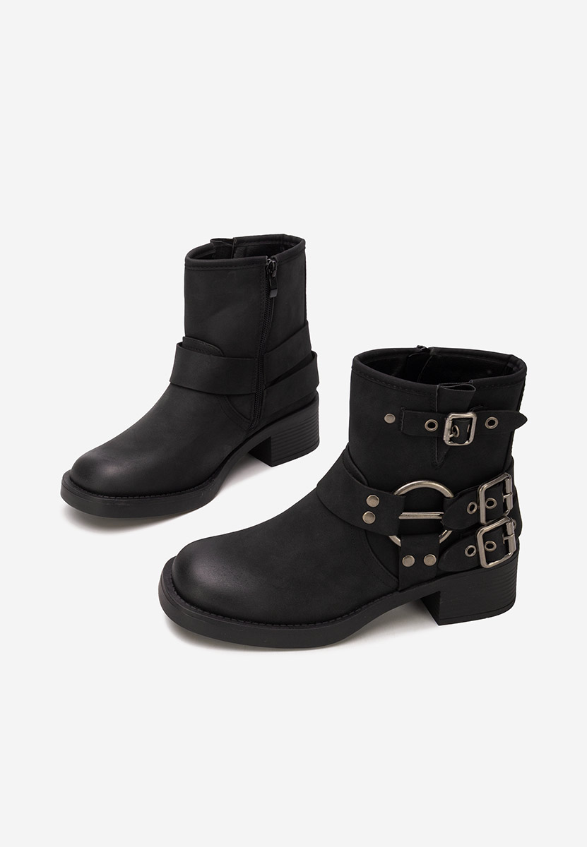 Czarne botki płaskie Agathia