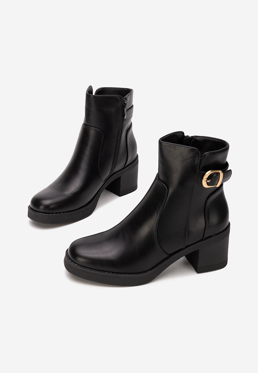 Czarne botki na słupku Aidelia