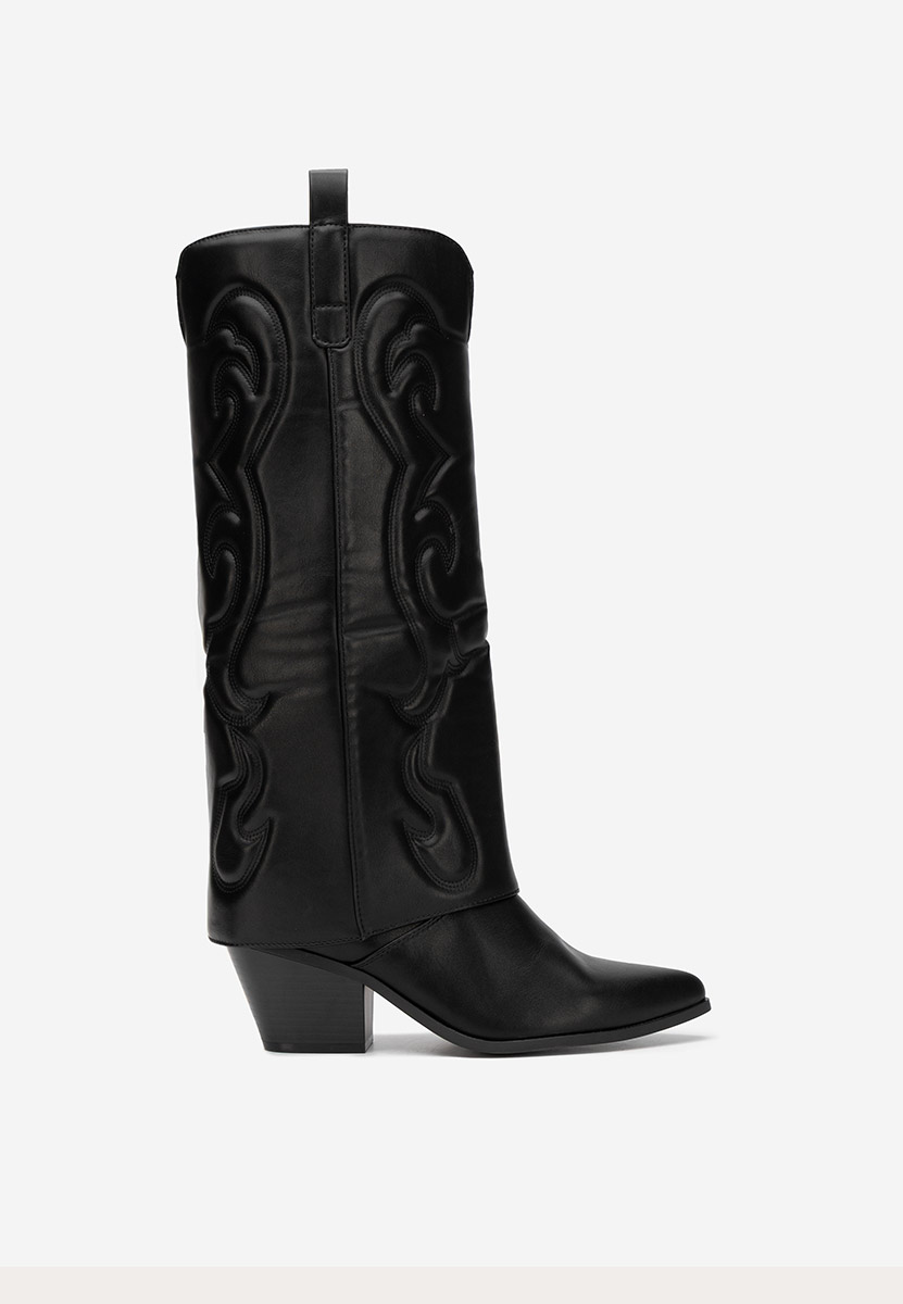 Czarne kozaki kowbojki damskie Mioana