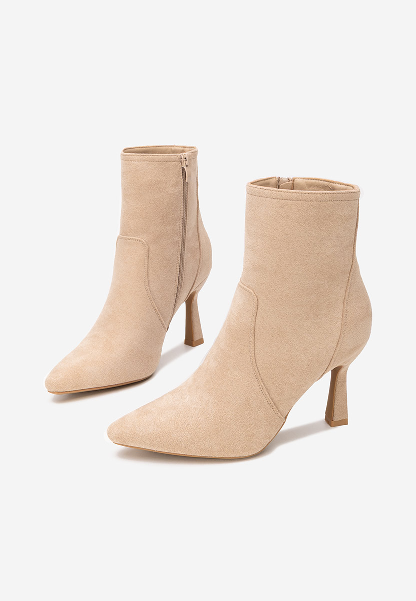 Beżowe botki na szpilce Danelia