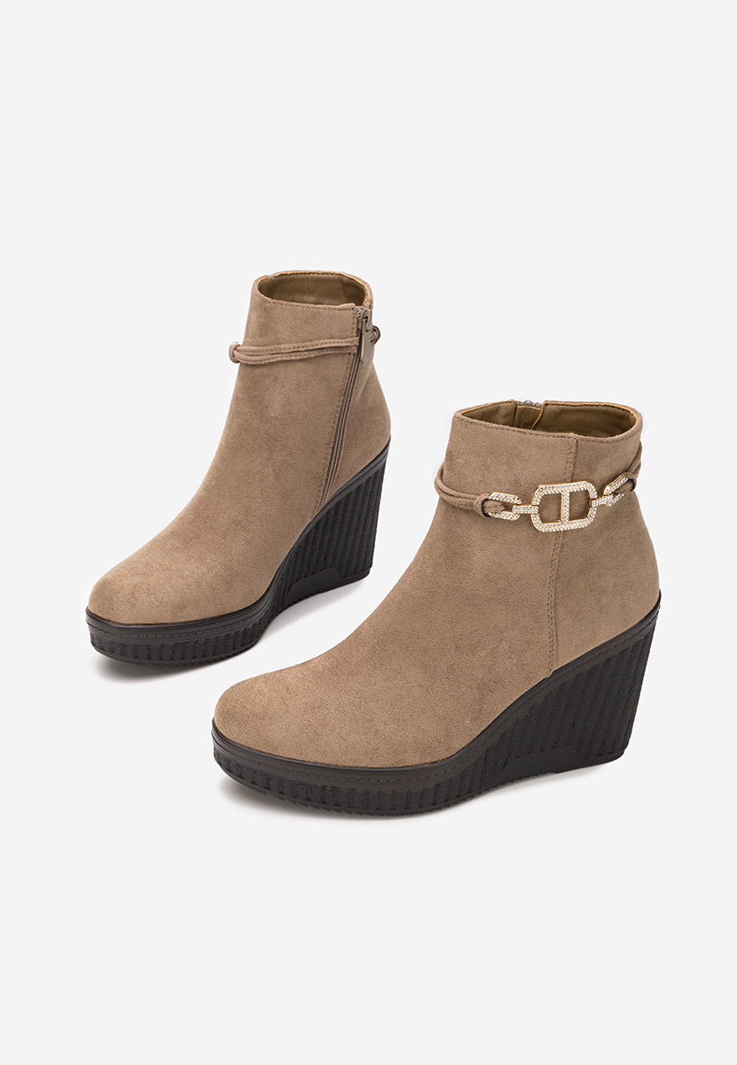 Khaki botki na koturnie Charlet V3