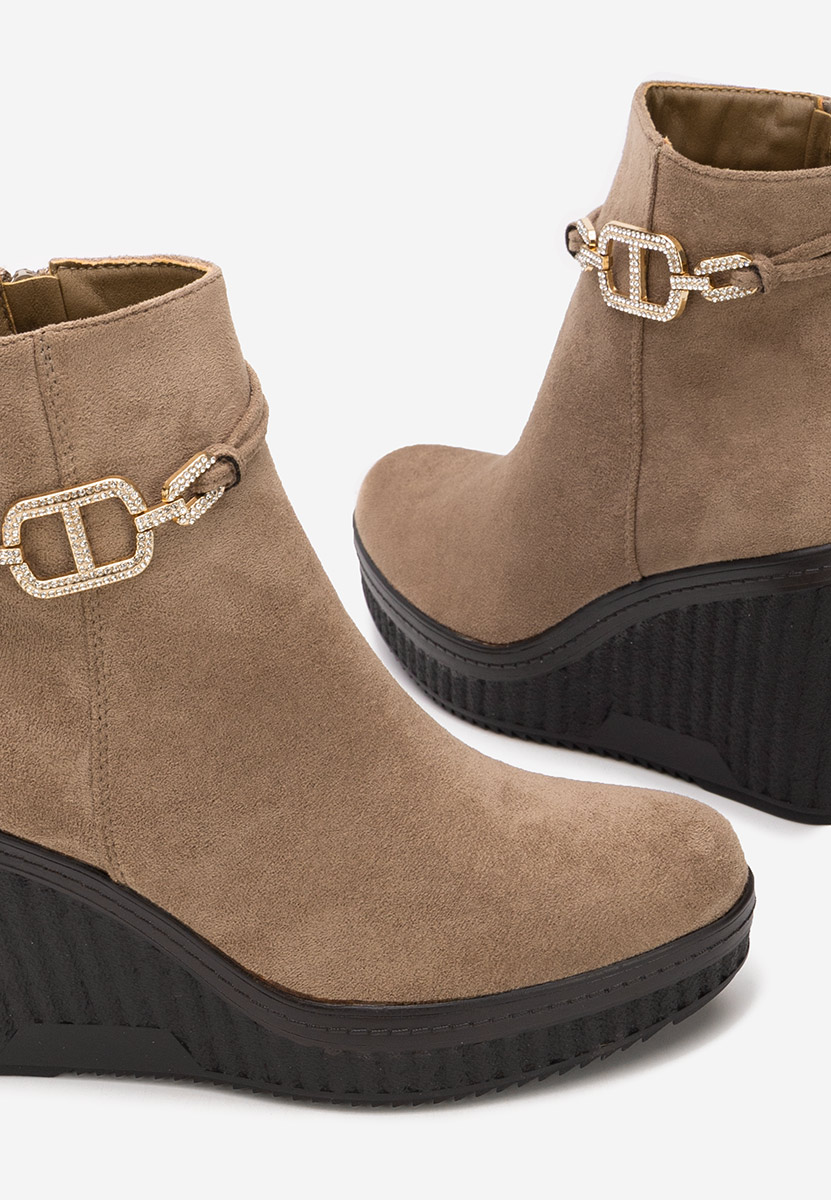 Khaki botki na koturnie Charlet V3