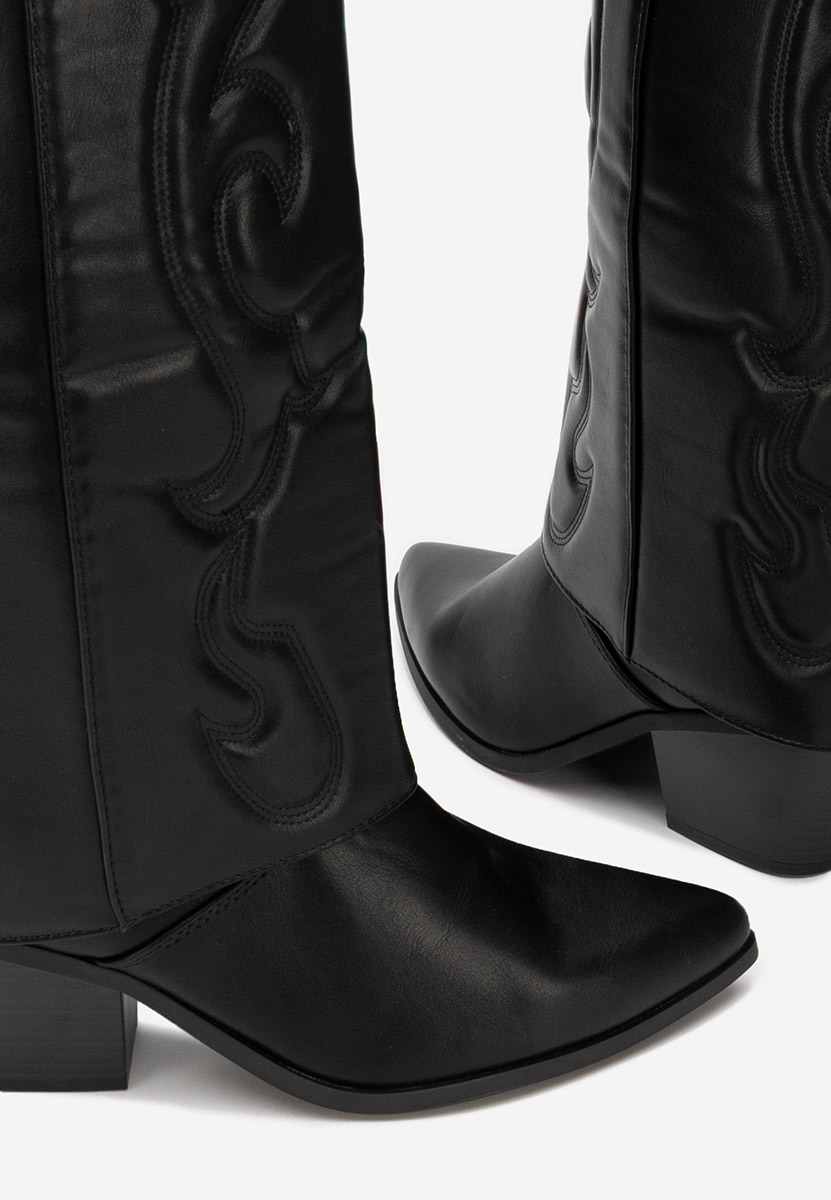 Czarne kozaki kowbojki damskie Mioana