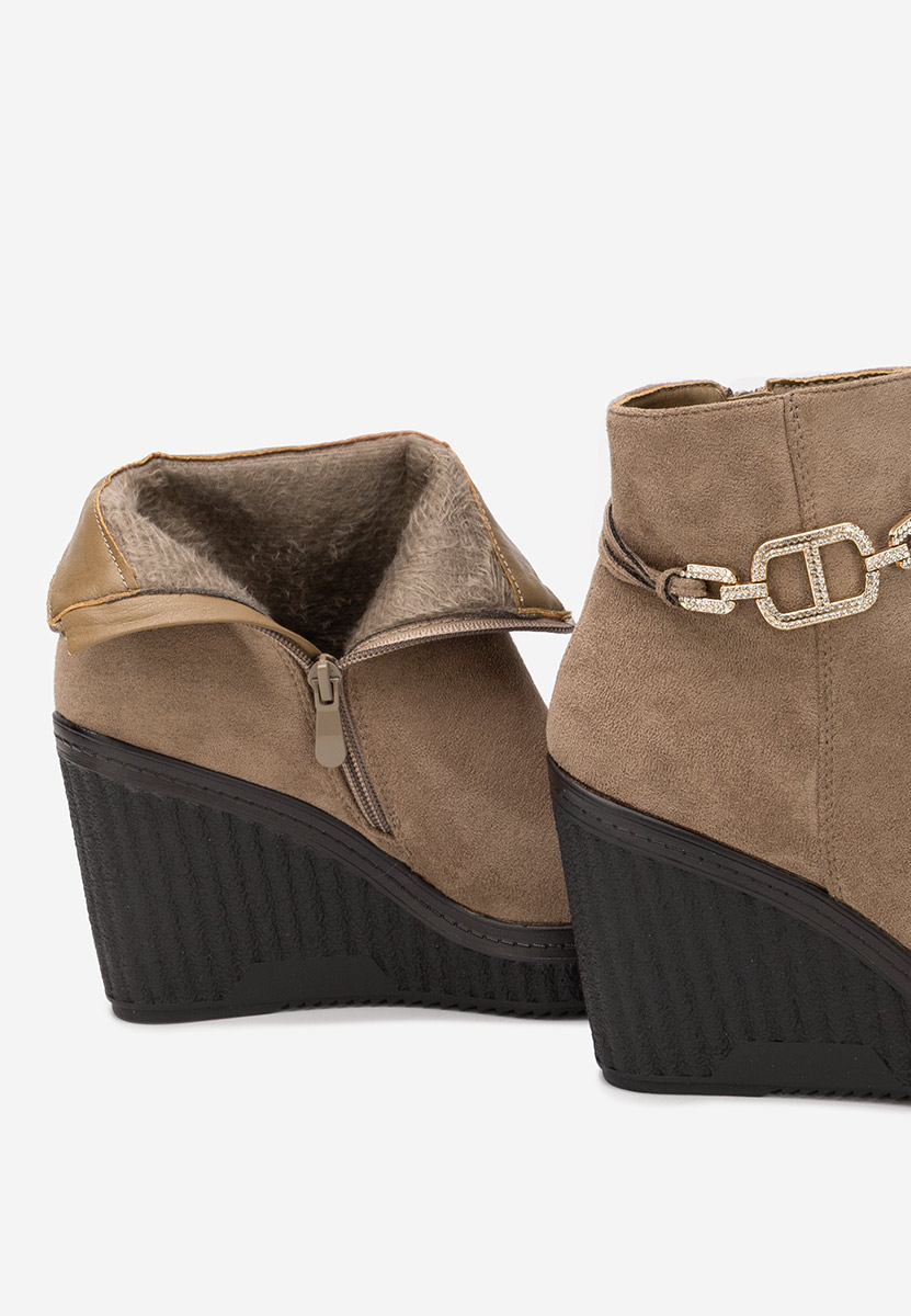 Khaki botki na koturnie Charlet V3