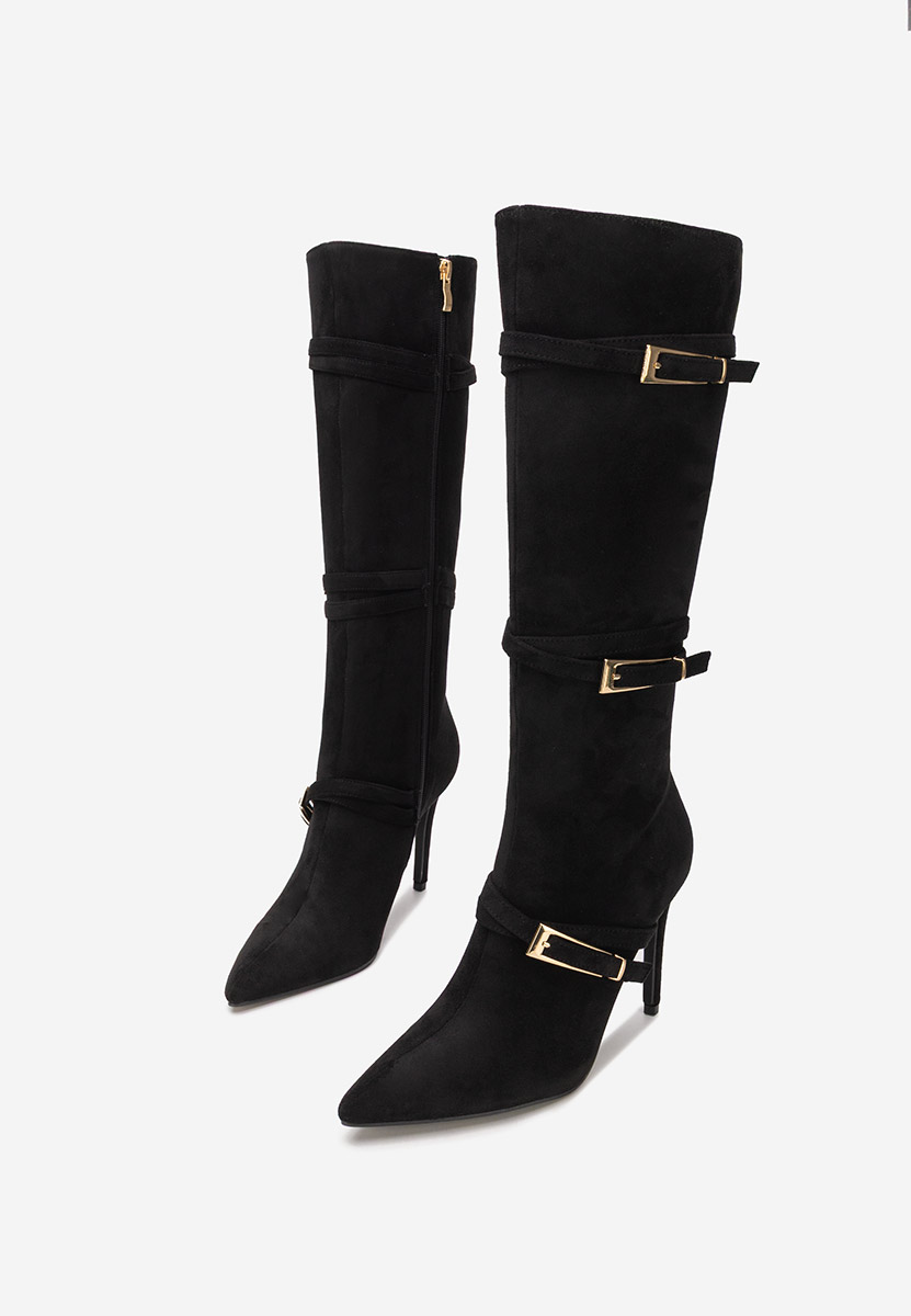 Czarne kozaki na szpilce Ernesia