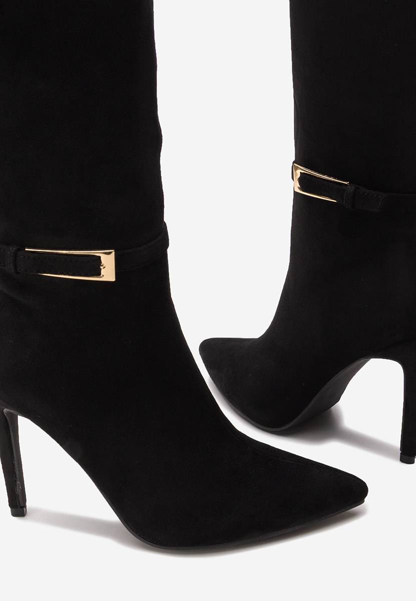 Czarne kozaki na szpilce Narcisia