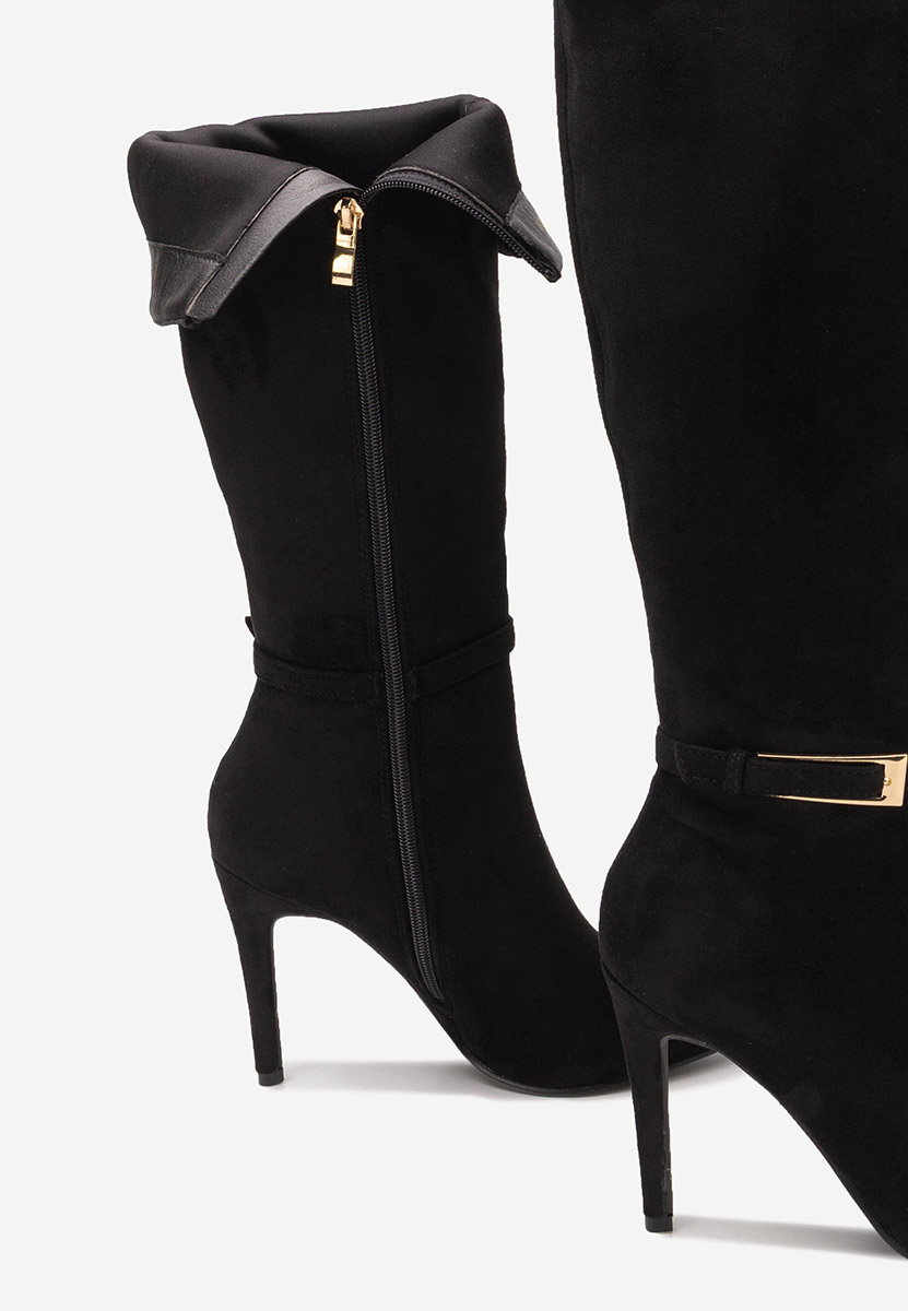 Czarne kozaki na szpilce Narcisia