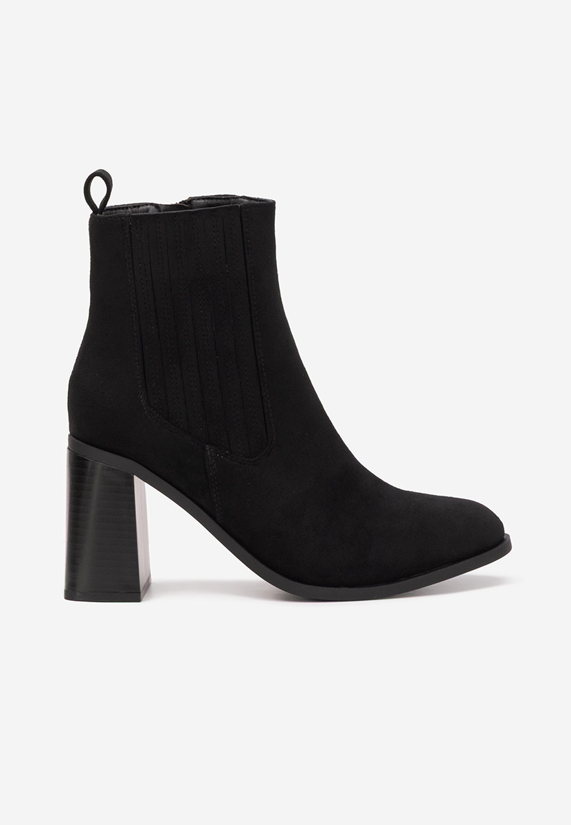 Czarne botki na słupku Elowyn