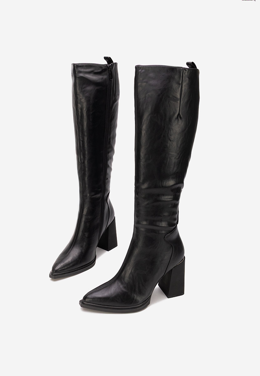 Czarne kozaki na słupku Ricardia