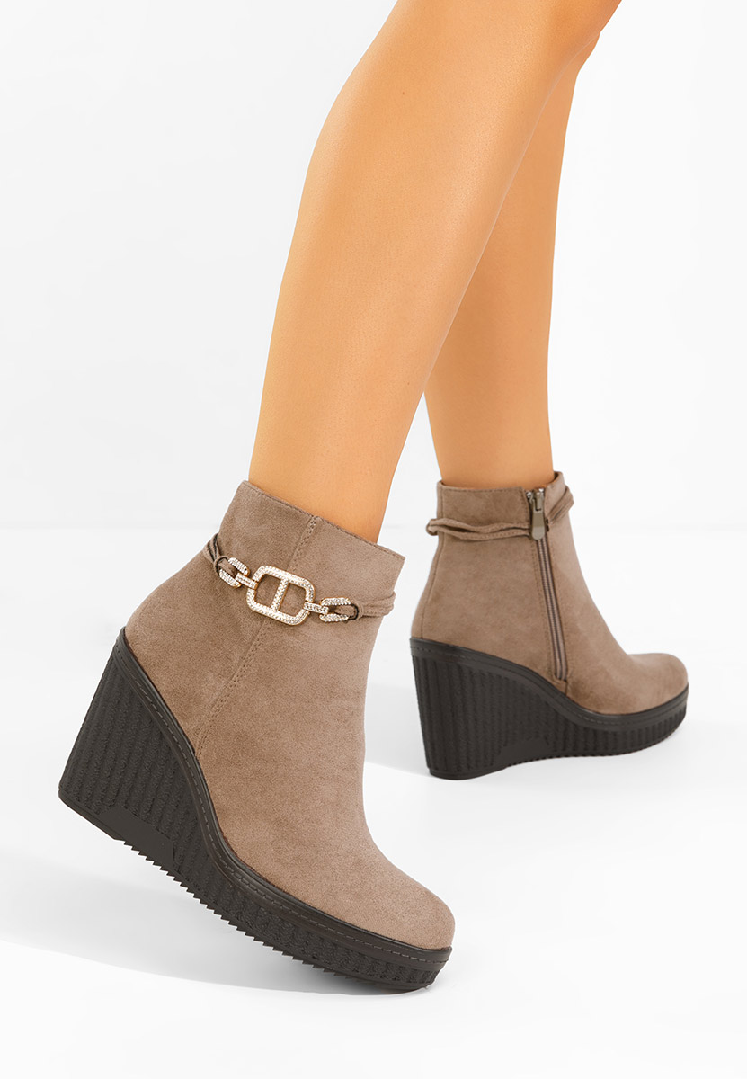 Khaki botki na koturnie Charlet V3