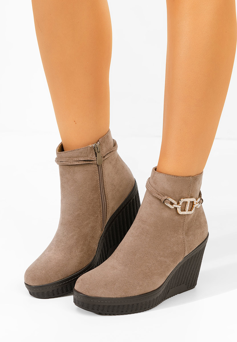 Khaki botki na koturnie Charlet V3